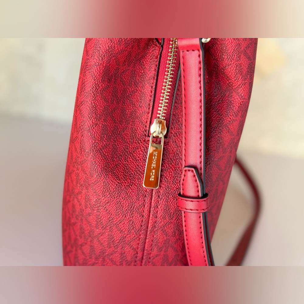 Michael Kors Camille LG Satchel Shoulder Bag MK Red Multi - Picture 10 of 11